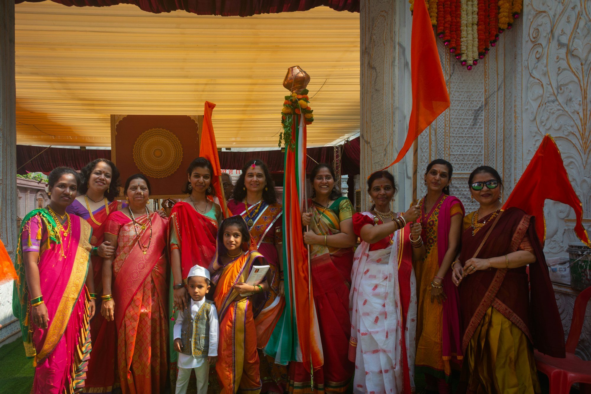 Women and child in traditional Indian attire